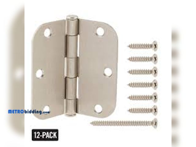 Lot 88-501332 - Everbilt 12-Pack 3-1/2 in. x 5/8 in. Radius Satin Nickel Squeak-Free Butt Door Hinge