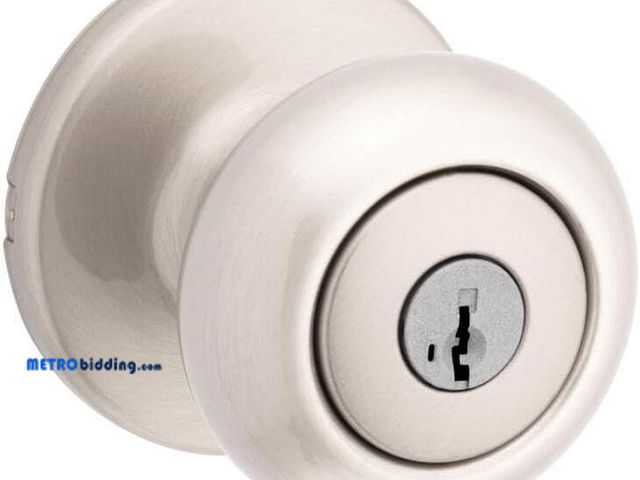 Lot 88-492004 - Kwikset SmartKey Security Satin Nickel Entry Knob KW1 2-3/4 in.