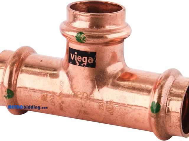 Lot 88-495706 - VIEGA 77387 Propress Zero Lead Copper Tee with 3/4" Press x Press (5-Pack)
