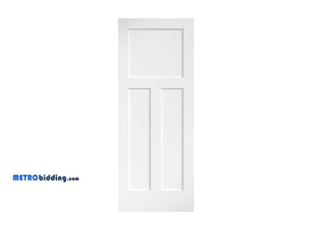 Lot 88-###### - 24 in. x 80 in. x 1-3/8 in. Shaker White Primed T-Shape 3-Panel Solid Core Wood Interior Slab Door