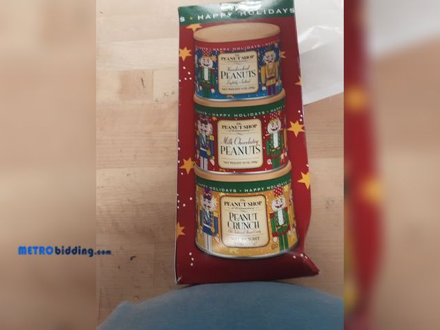 Lot 88-494229 - Williamsburg Holiday Nutcracker Chocolate Covered Peanuts - Three 11.5 oz.Tins