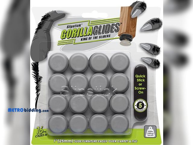 Lot 88-482308 - GorillaGlides Pack of 16 Self Adhesive Chair Pads for Short Pile Carpet and Hard Floors 25mm