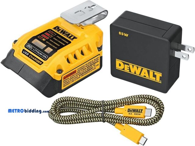 Lot 88-491623 - DEWALT Battery Charger and USB Wall Charging Kit (DCB094K)
