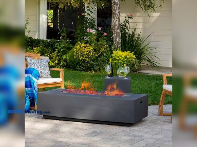 Lot 88-492958 - Aidan 56 in. x 15 in. Rectangular Outdoor Patio Gas Fire Pit Table