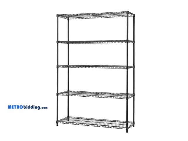 Lot 88-482800 - TRINITY
Black Anthracite 5-Tier Steel Wire Shelving Unit (48 in. W x 72 in. H x 18 in. D)