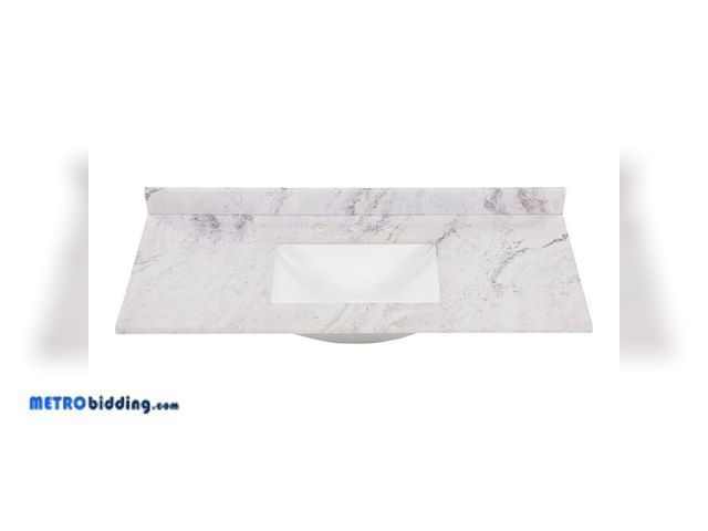 Lot 88-490877 - Home Decorators Collection 49 in. W x 22 in. D Engineered Stone Composite White Rectangular Single S...