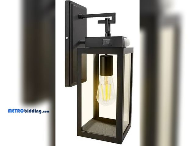Lot 88-494223 - Globe Dusk to Dawn Outdoor Wall Light with 2 Outlets Black Waterproof Porch Lamp