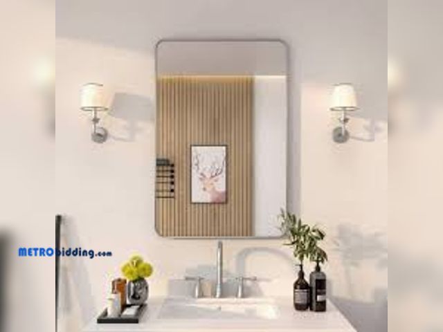 Lot 88-481042 - niveal 24 in. W x 36 in. H Rectangular Framed Wall Bathroom Vanity Mirror in Brushed Nickel