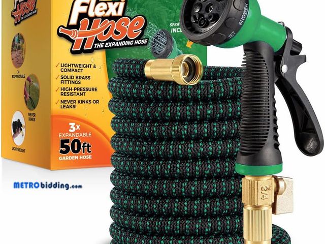 Lot 88-499632 - Flexi Hose with 8 Function Nozzle, 50FT - Lightweight Expandable Garden Hose, No-Kink Flexibility, 3...