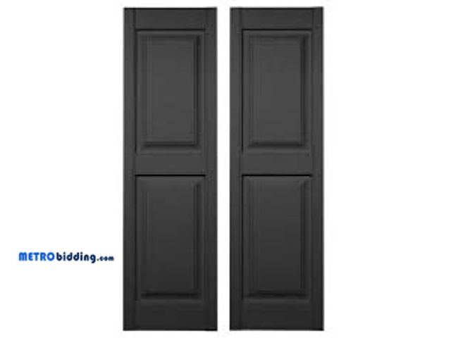 Lot 88-498190 - Builders Edge 14.75 in. x 55 in. Raised Panel Vinyl Exterior Shutters Pair in Tuxedo Grey