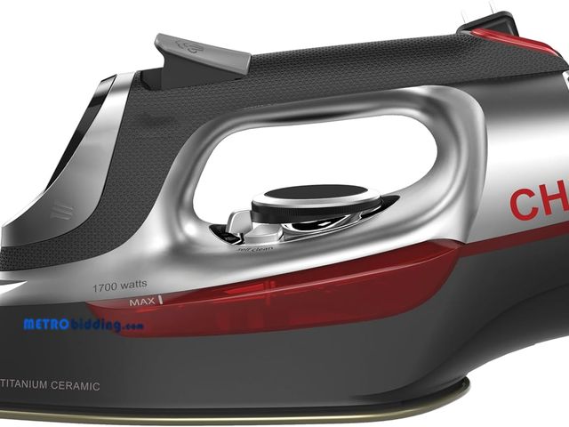 Lot 88-492470 - Steam Iron for Clothes with 8’ Retractable Cord, 1700 Watts, 3-Way Auto Shutoff, 400+ Holes, Profess...