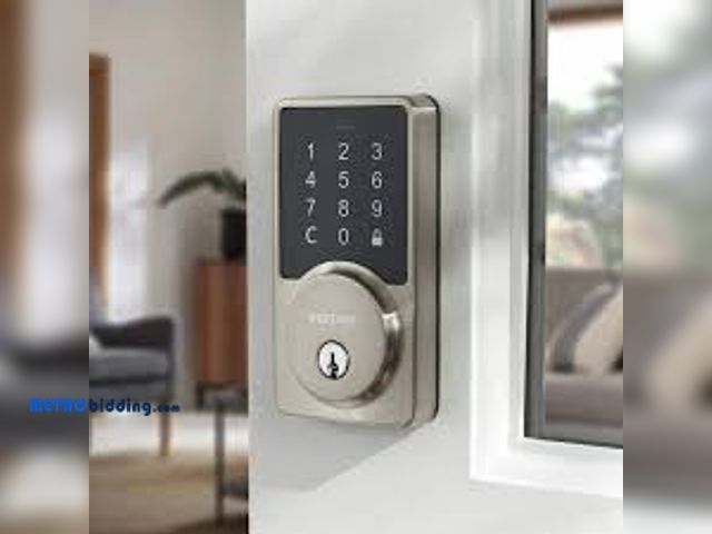 Lot 88-491696 - Defiant Square Satin Nickel Electronic Single Cylinder Deadbolt Wi-Fi Enabled Powered by Hubspace