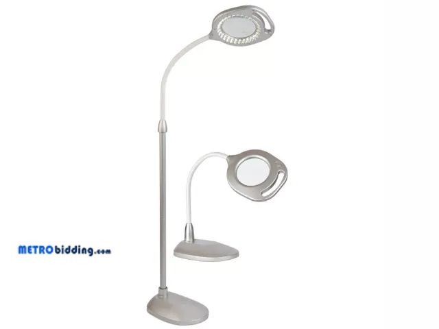 Lot 88-492402 - 16" 2-In-1 Led Floor Lamp Silver (Includes LED Light Bulb) - OttLite