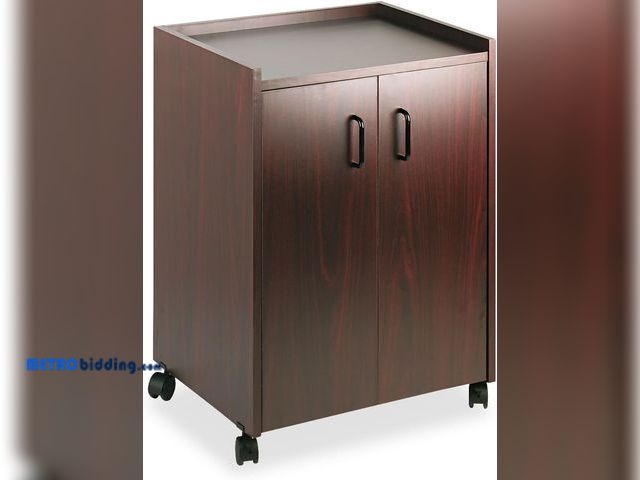 Lot 88-498497 - Safco Products 8953MH Mobile Refreshment Hospitality Center, Mahogany MSRP: $222.93