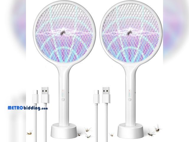 Lot 88-498254 - 2Pack Electric Fly Swatter,4000V Bug Zapper Racket with 1500mah Battery Rechargeable,2 in 1 Fly Zapp...