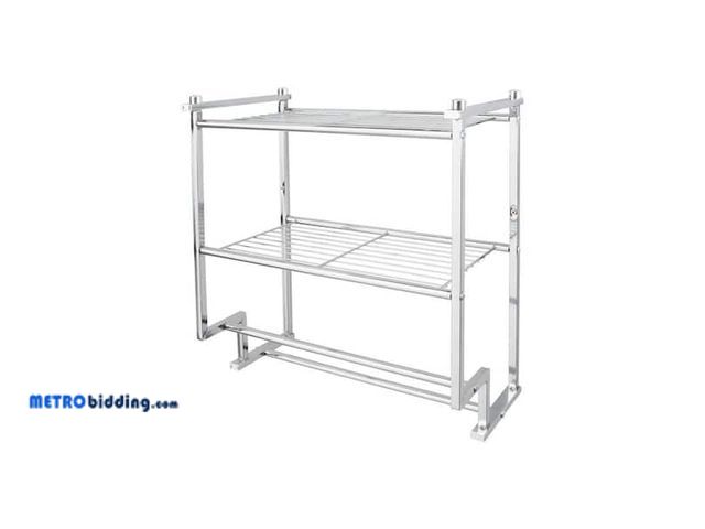 Lot 88-492485 - ORGANIZE IT ALL 17.62 in. 2-Tier Wall Mounted Shelf with 2 Towel Bars in Chrome