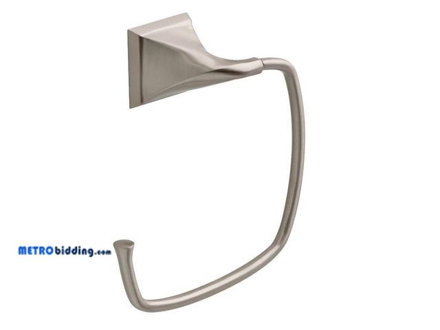 Lot 88-495095 - Delta Everly Wall Mount Square Open Towel Ring Bath Hardware Accessory in Brushed Nickel EVE46-BN
