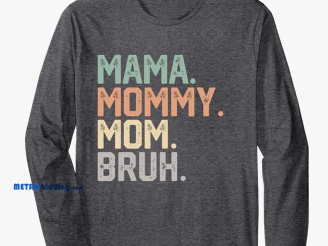 Lot 88-503478 - Mama, Mommy, Mom, Bruh lightweight sweatshirt in dark Heather grey, Size Medium
