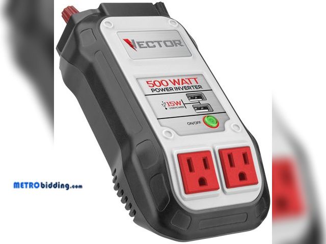 Lot 88-480230 - VECTOR 500 Watt Power Inverter, PI500V, Dual Power Inverter, Two USB Charging Ports, Used