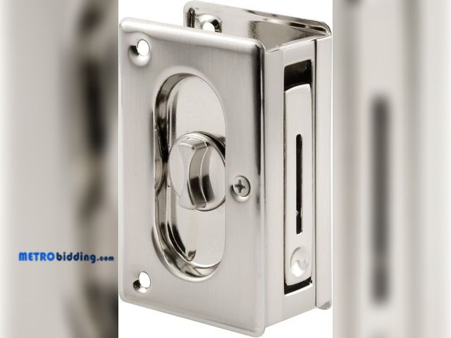 Lot 88-501258 - Prime-Line N 7367 Pocket Door Privacy Lock with Pull - Replace Old or Damaged Pocket Door Locks Quic...
