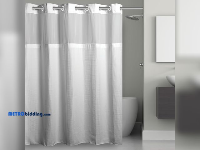 Lot 88-492924 - Hampton Bay Lighting Simply Solid 71 in. Microfiber White Shower Curtain RBH105MY600W