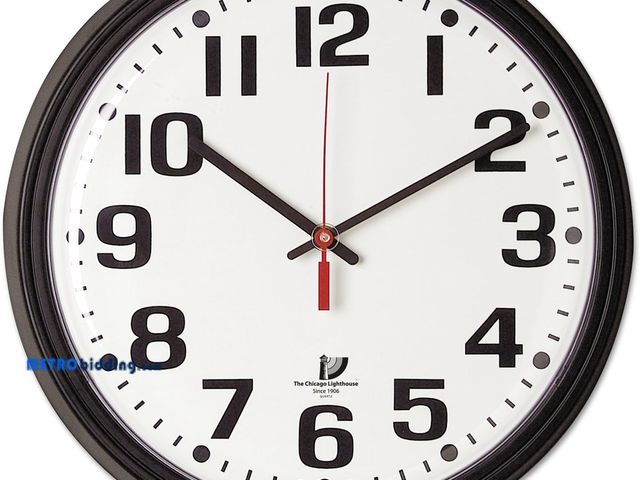 Lot 88-501366 - Chicago Lighthouse 13.75" Black Contract, Bold Numbers Commercial/Residential Quartz Movement Wall C...