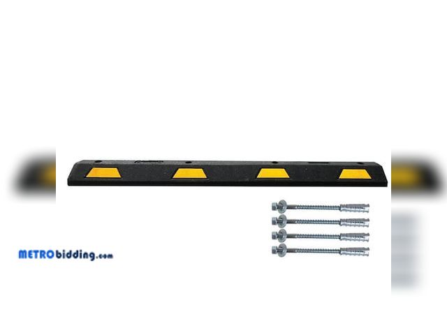 Lot 88-490894 - PLASTICADE Parking Stop with Yellow Stripes, 6 ft. for Concrete STN-6YCONCRETE-1PKB