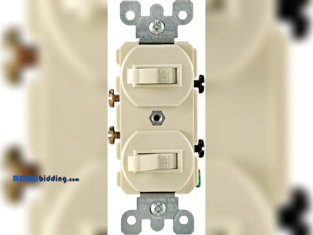 Lot 88-482492 - Leviton S02-05224-WSP White Commercial Grade AC Quiet Duplex Combo Toggle Switch