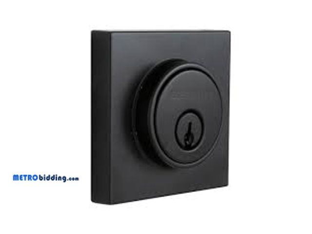 Lot 88-480480 - Defiant Contemporary Square Matte Black Single Cylinder Deadbolt