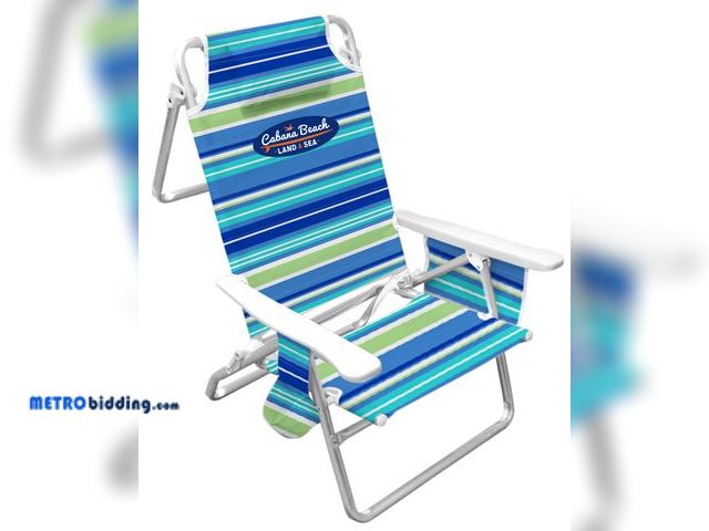 Lot 88-498486 - Wholesale Cabana Beach 5-Position Beach Chair w/Accs-Cool Multi-Stripe