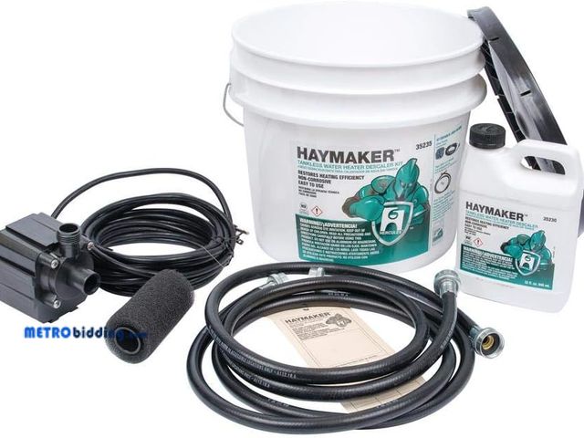 Lot 88-498615 - Hercules 35235 Haymaker Tankless Water Heater Descaler Kit with Pump and Hoses, 32 oz.