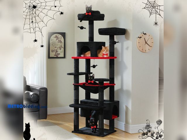 Lot 88-483573 - PAWZ Road, Gothic Cat Tree Tower With Scratching Posts, Black, 72" AMT0204BK