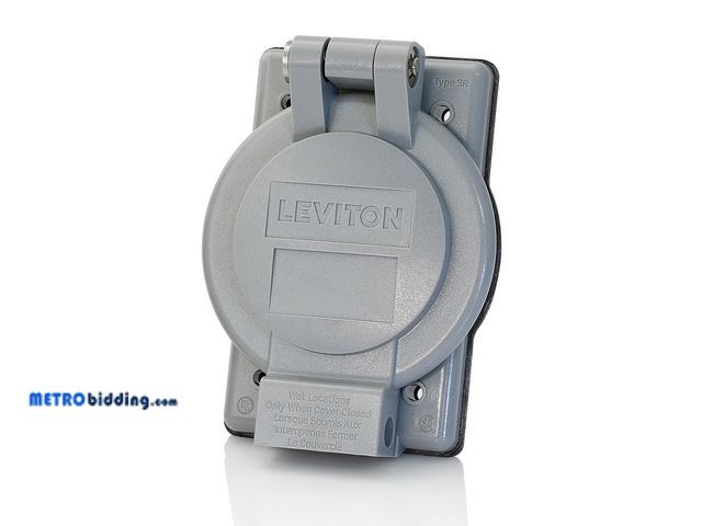 Lot 88-492412 - Leviton Gray 1-Gang Industrial Grade Weatherproof Cover for Flanged Devices WP2-GY R50-00WP2-0GY