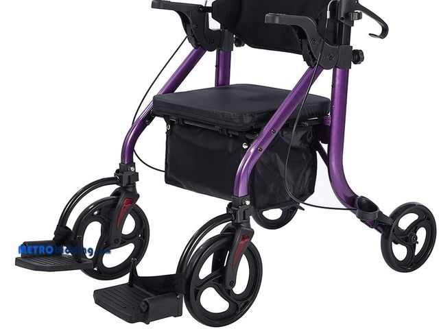 Lot 88-498541 - KLD-9269A ELENKER 2 n 1 Rollator Walker/Transport Chair Folding Wheelchair PURPLE