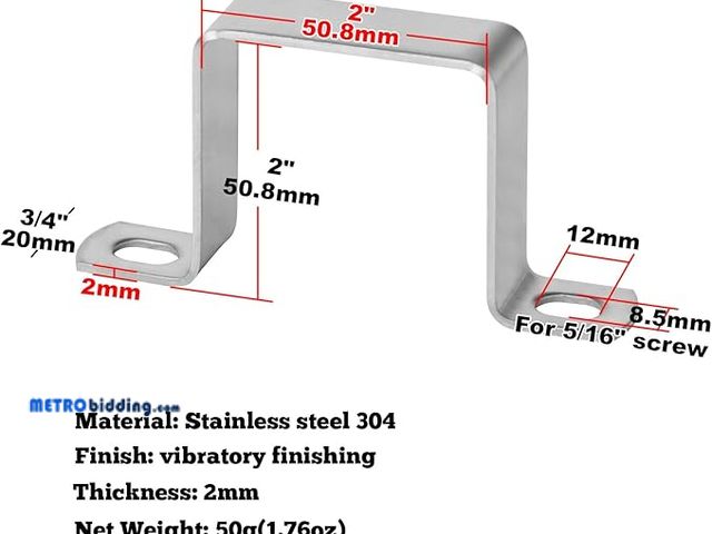 Lot 88-482938 - 20 Pcs 2" x 2" Square Tube Strap Clamp, U Shape Square Clamp,Stainless steel 304