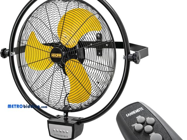 Lot 88-494335 - HiCFM 20" Remote Control Wall Mount Fan, 5100 CFM High Velocity 3-Speed Oscillating Wall Fans with T...