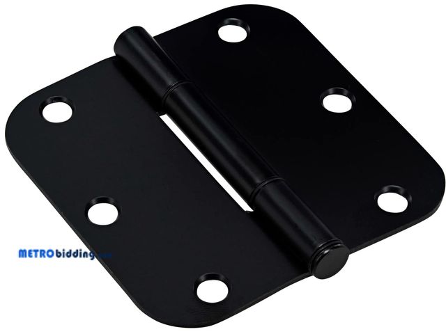 Lot 88-501555 - Hardware Essentials by Hillman Squeak-Proof 3-1/2in 5/8in Radius Matte Black Door Hinge