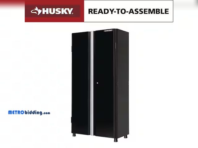 Lot 88-491220 - Husky Ready-to-Assemble 24-Gauge Steel Freestanding Garage Cabinet in Black (36.6 in. W x 72 in. H x...