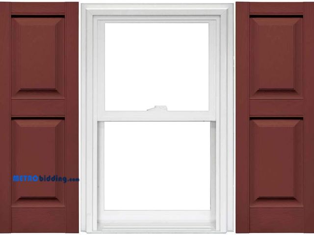Lot 88-498218 - Mid America Raised Panel Vinyl Shutters (1 Pair) - 12 x 39 027 Burgundy Red