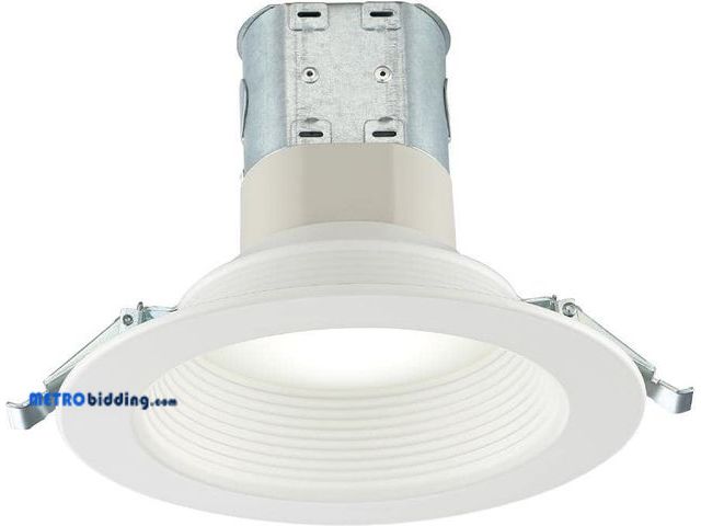 Lot 88-518911 - Commercial Electric Easy-Up 6 in. White Baffle Integrated LED Recessed Kit with Selectable CCT (2700...
