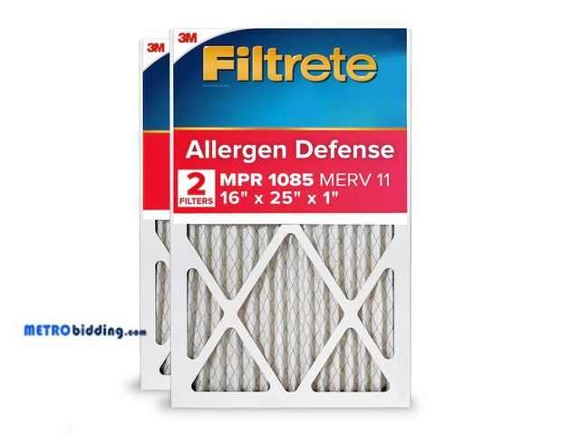 Lot 88-484409 - Filtrete 16 x 25 x 1 MERV 11 1085 MPR Allergen Defense Extra Electrostatic Pleated Air Filter 2 -Pac...
