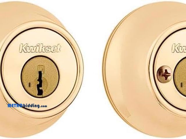 Lot 88-480034 - Kwikset SmartKey Security Polished Brass Metal Double Cylinder Deadbolt