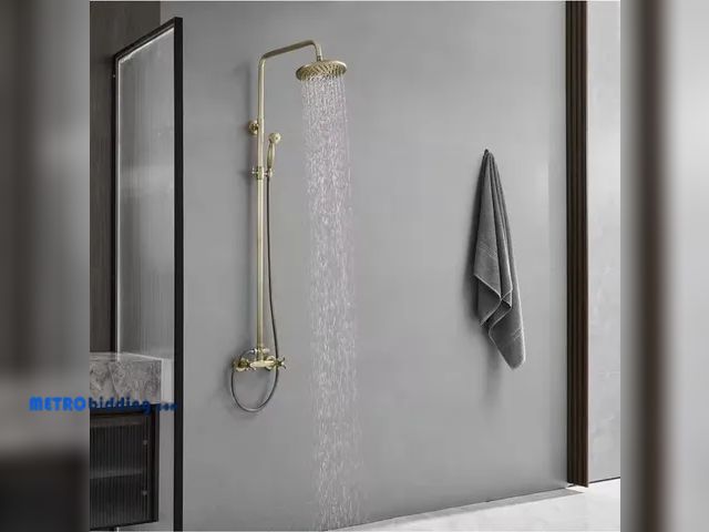 Lot 88-507989 - BWE 2-Spray Round High-Pressure Wall Bar Shower Kit w/ Hand Shower 2 Cross Knobs