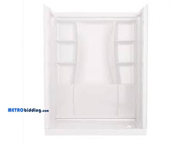 Lot 88-491361 - Delta Classic 500 30 in. L x 60 in. W x 72 in. H 4-Piece Alcove Shower Kit with Shower Wall and Show...