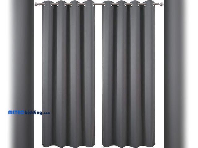Lot 88-480573 - Blackout Curtains 84 x 104 inches Long Gray Curtains Set of 2 Panels Thermal Insulated Room Darkenin...