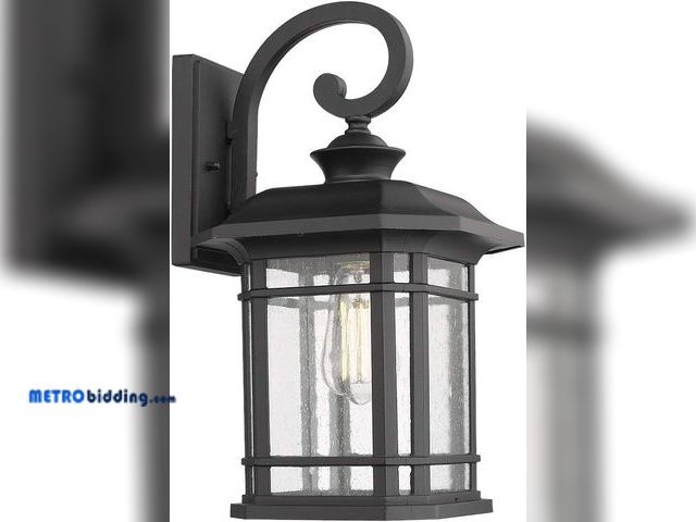 Lot 88-495983 - Emliviar Outdoor Wall Lights for House, 1-Light Exterior Wall Sconce Black Finish with Clear Seeded ...