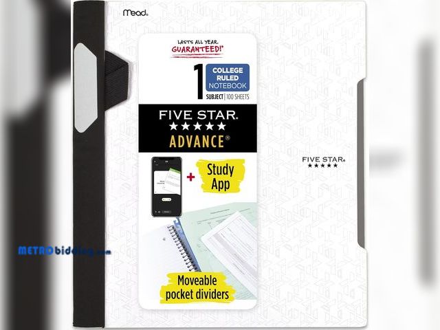 Lot 88-499999 - Five Star Advance Spiral Notebook + Study App, 1 Subject, College Ruled Paper, 8-1/2" x 11", 100 She...