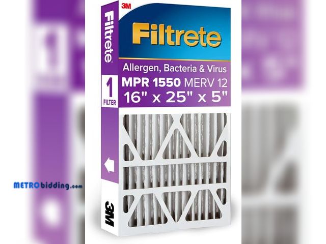 Lot 88-498122 - Filtrete 16x25x5 AC Furnace Air Filter, MPR 1550, MERV 12, Fit Trion Air Bear Furnace, Allergen, Bac...