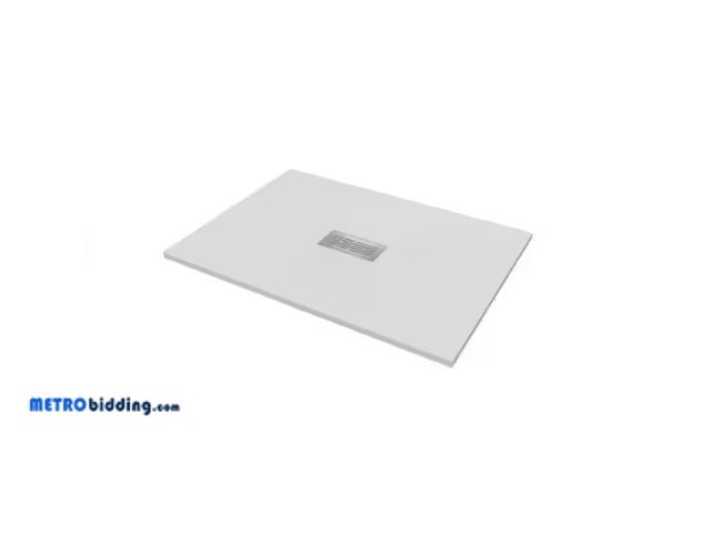 Lot 88-483585 - CASTICO
48 in. L x 34 in. W x 1.125 in. H Solid Composite Stone Shower Pan Base with Center Drain in...