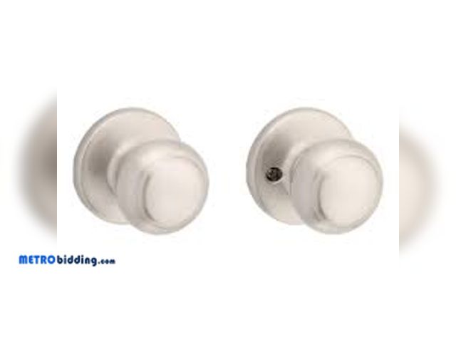 Lot 88-480063 - Kwikset Cove Satin Nickel Passage Door Knob for Hall or Closet featuring Microban Technology